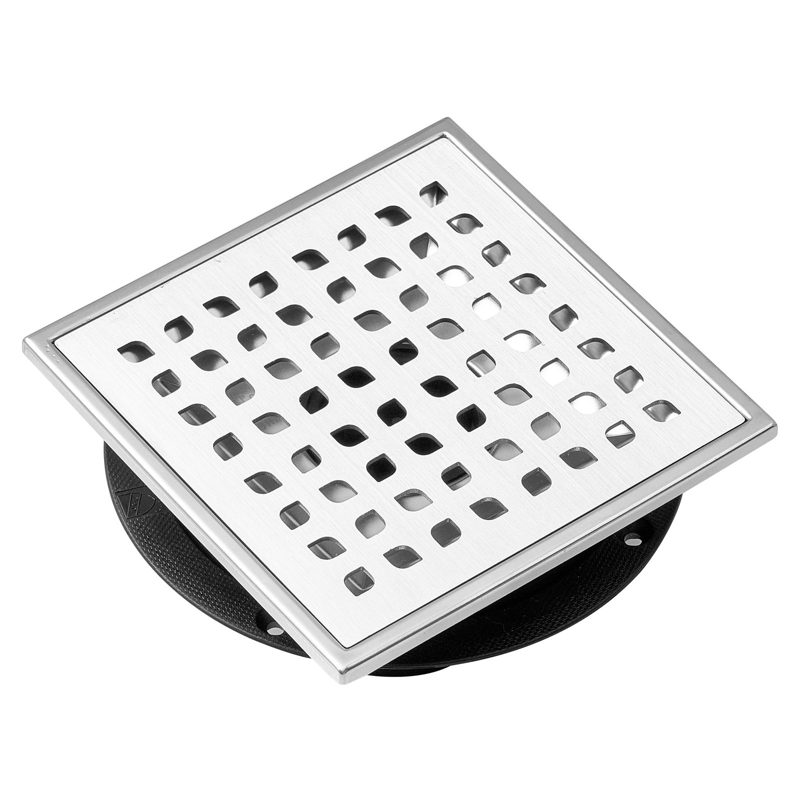 VEVOR Desagüe de Suelo 152,5x152,5 mm Desagüe de Ducha Italiano con Rejilla Cuadrada de Acero Inoxidable Cepillado 304 Filtro de Desechos de Cabello 48 L/min, Desagüe de Suelo con Patas, Plata