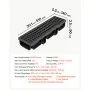 VEVOR Canal Lineal de Drenaje de HDPE de 510 x 140 x 90 mm, Paquete de 12, Canaleta de Desagüe con Tapas y Rejillas, Soporta hasta 1500 kg, Sistema de Drenaje Exterior para Jardín Piscina Garaje Patio