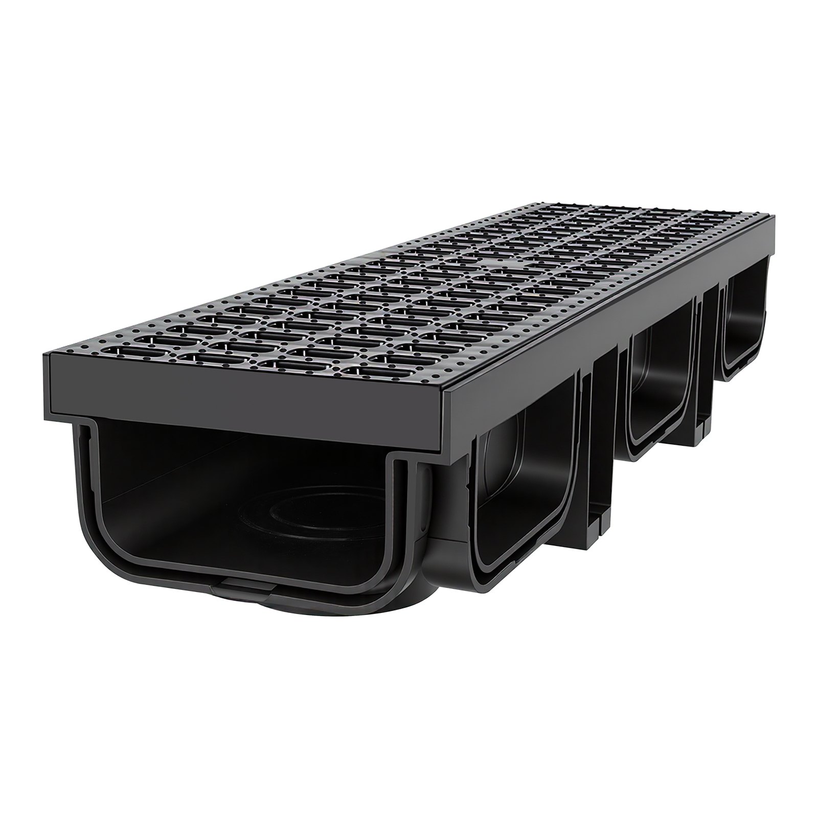 VEVOR Canal Lineal de Drenaje de HDPE de 510 x 140 x 90 mm, Paquete de 12, Canaleta de Desagüe con Tapas y Rejillas, Soporta hasta 1500 kg, Sistema de Drenaje Exterior para Jardín Piscina Garaje Patio