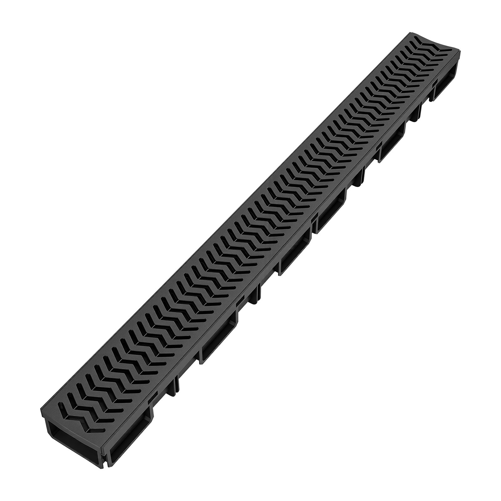 VEVOR Canal Lineal de Drenaje de HDPE de 1005 x 103 x 62 mm, Paquete de 6, Canaleta de Desagüe con Tapas y Rejillas, Soporta hasta 1500 kg, Sistema de Drenaje Exterior para Piscina Jardín Patio Garaje
