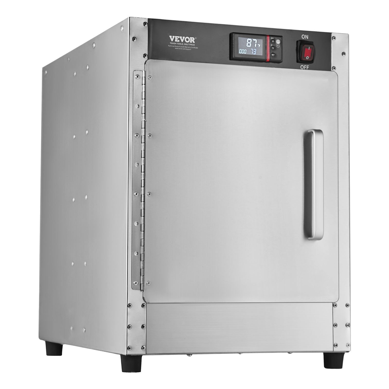 VEVOR Calentador de Alimentos Tipo Caja Caliente, 4 Niveles con Bandeja de Agua, 4 Bandejas, Una Puerta y Estantes Ajustables, Acero Inoxidable, Ideal para Almacenar Pizza, Pollo, 425 x 580 x 603 mm