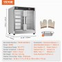 VEVOR Hot Box Food Warmer, 5-Tier Snack Bar Warmer with Water Tray, 5 Pans, Double Glass Door and Adjustable Shelves, Stainless Steel Food Warming Cabinet, Ideal for Storing Pizza, Chicken, and Restaurant Food