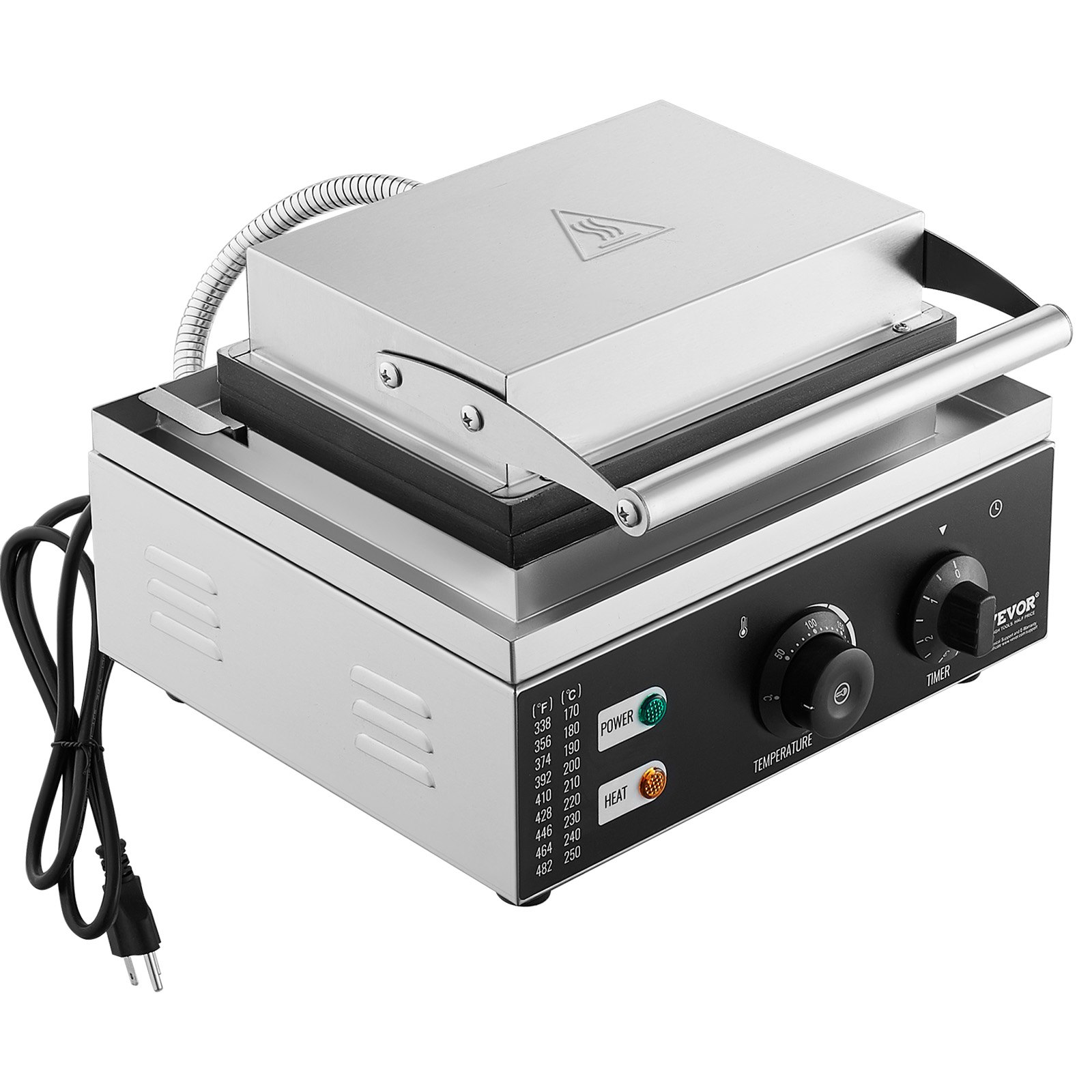 VEVOR Máquina Eléctrica para Hacer Donuts, Máquina Comercial para Donuts de 1550 W con Superficie Antiadherente, Máquina para Gofres con Calentamiento, 50-300 ℃, para Restaurante y Uso Doméstico