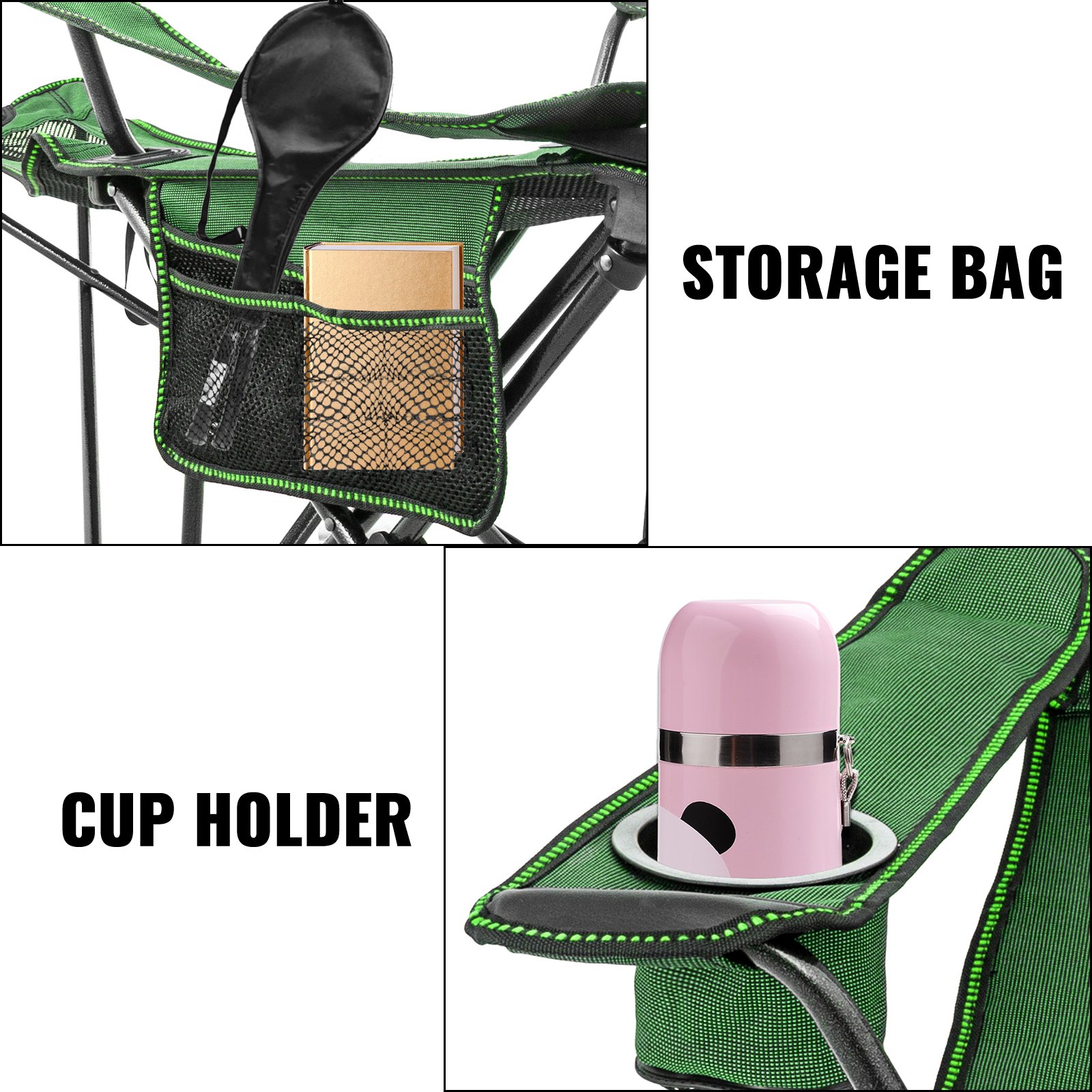 VEVOR Silla de Campamento Plegable con Reposapiés Silla de Salón con Portavasos