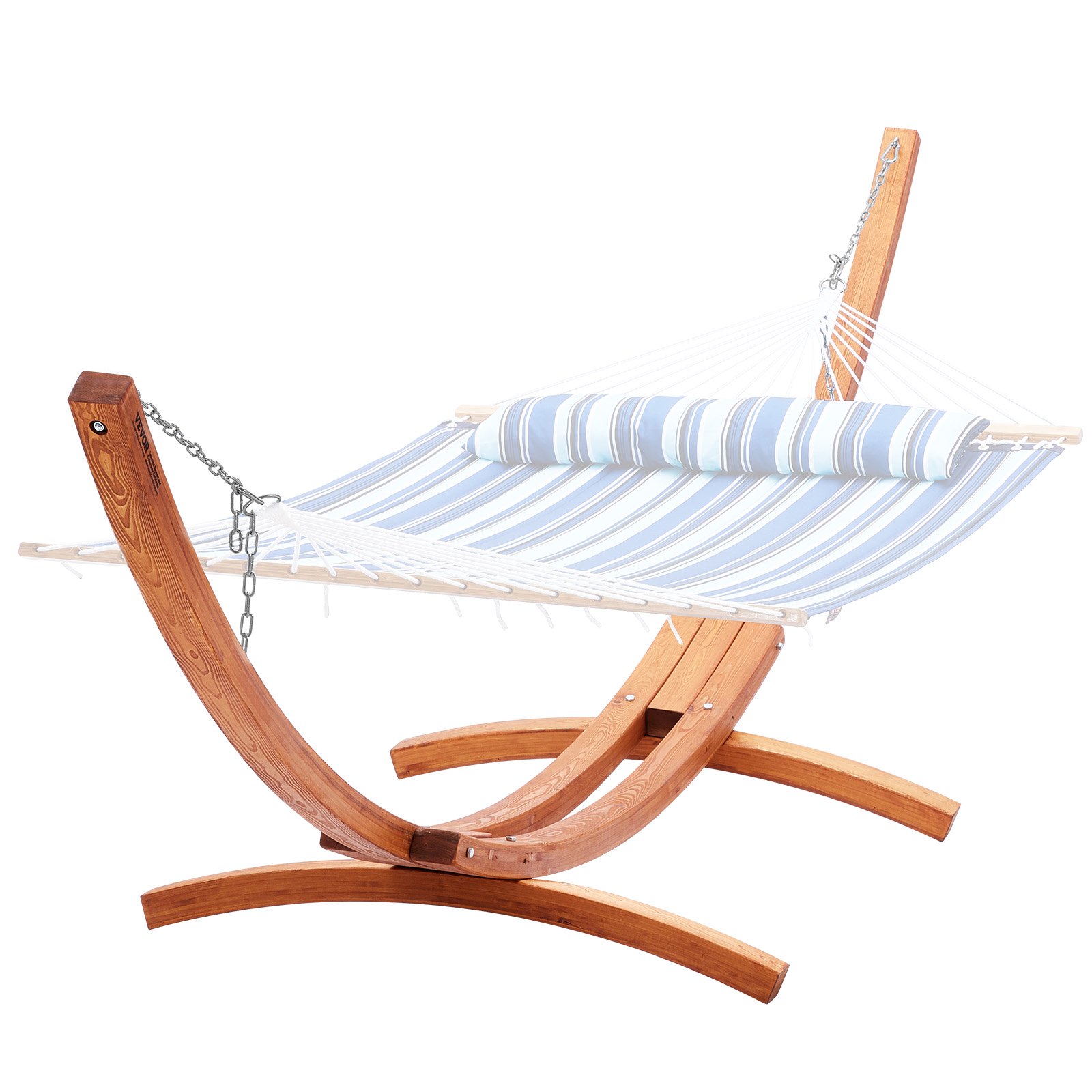 VEVOR Wooden Hammock Stand, 206 kg Load Capacity, Universal Hammock Frame for 2 People, Suitable for Hammocks from 2.7-4.9 m, Arched Adjustable Stand Made of Larch Wood for Hammocks with Chain and Carabiner, for Outdoor and Indoor Use