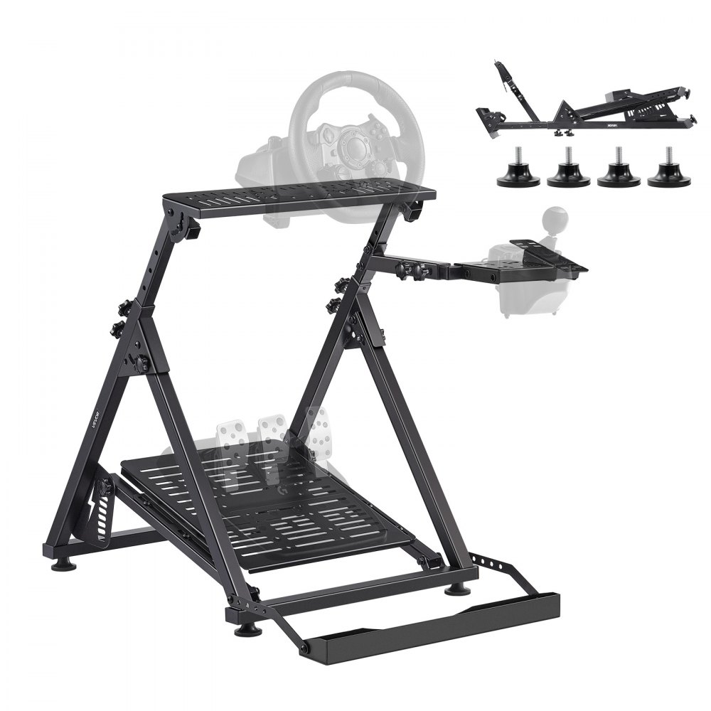VEVOR Soporte para Volante de Carreras Ajustable y Plegable, para Logitech G923, G920, G29 y G27, Thrustmaster T300RS TX, F458, T500RS, T3PA-PRO F1/GT, Consola de Juegos, 900 x 710 x 845 mm