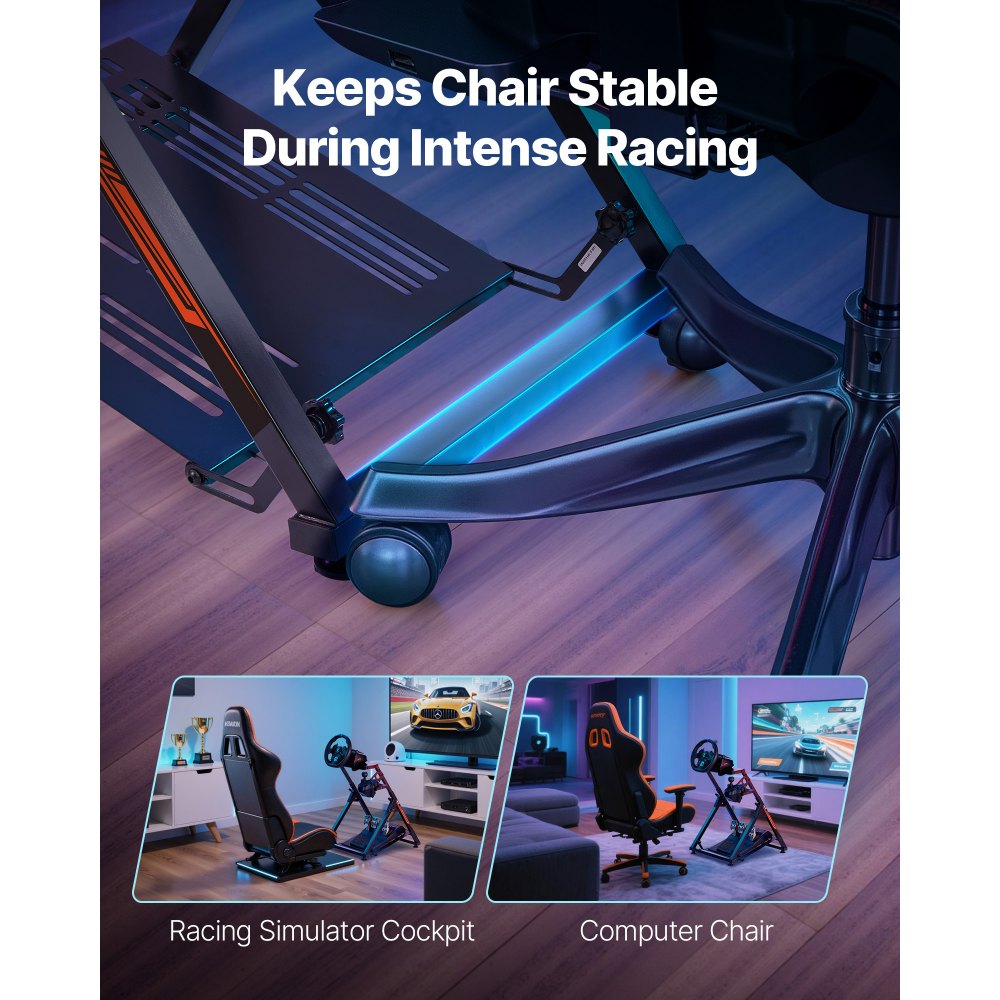 VEVOR Racing Wheel Stand, Adjustable & Foldable Simulator Stand for Logitech G923 G920 G29 G27, Thrustmaster T300RS TX F458 T500RS T3PA-PRO(F1/GT) Gaming Cockpit,Pedals Simulator NOT Included,Compact