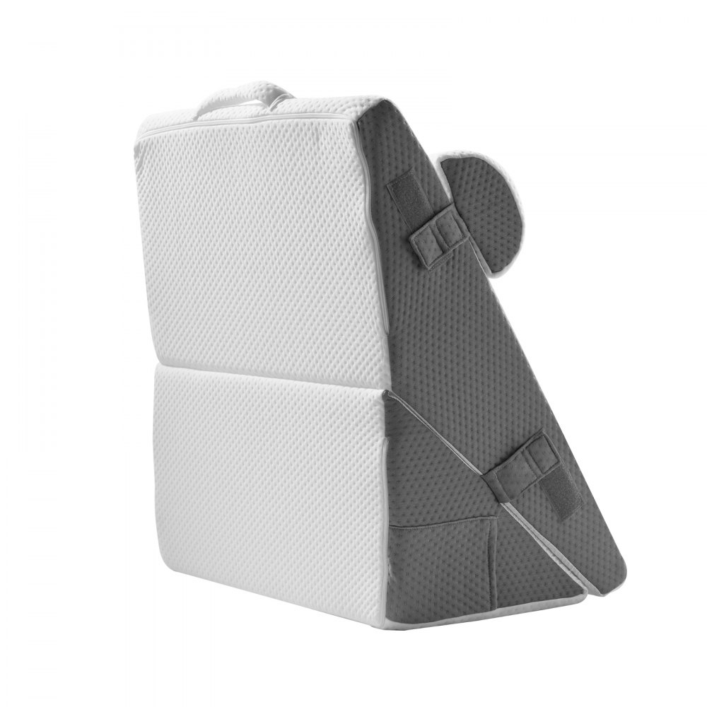 VEVOR Almohada de Cuña, Juego de 3 Piezas de Cuña Ortopédica, con Funda Lavable de Jacquard y Soporte de Espuma, para Aliviar el Reflujo Ácido, el Dolor de Espalda y los Ronquidos, Blanco/Gris