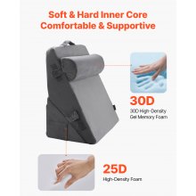 VEVOR Almohada Ortopédica Ajustable con Cuña para Espalda Gris Oscuro 3 uds