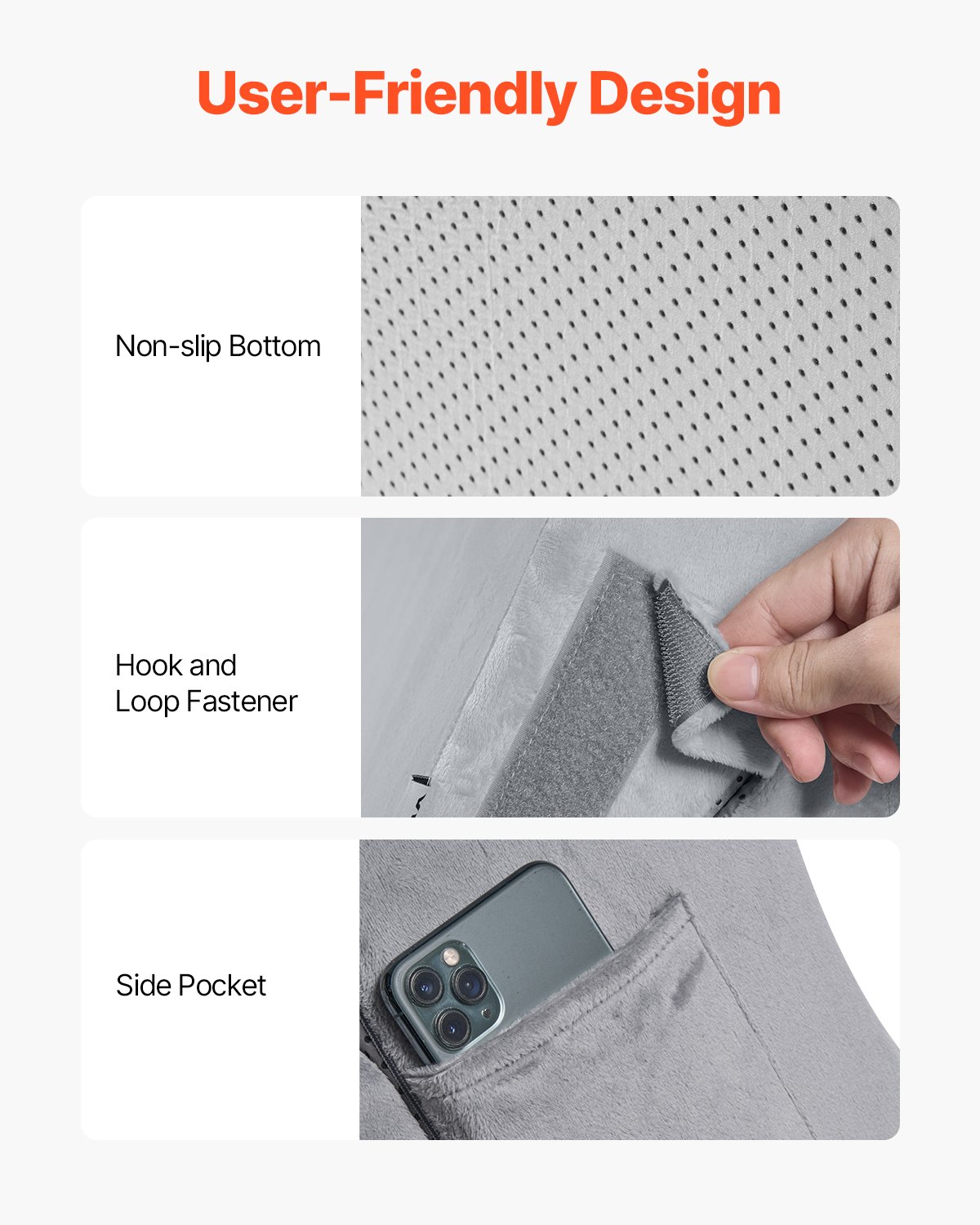 VEVOR Almohada Posoperatoria de Cuña para Descansar, Juego de 4 uds, Ortopédicas Ajustables para Cama, Soporte para Piernas, Cuello y Hombros, para Dolor de Espalda, Reflujo Ácido, Gris Oscuro
