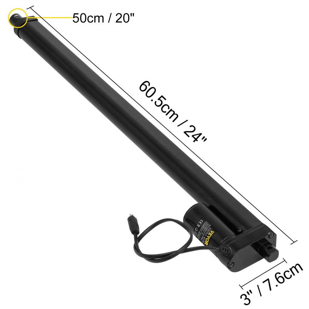 VEVOR Actuador lineal 900 N Soporte de montaje de carrera del actuador lineal de 508mm Actuador lineal resistente de motor eléctrico 12V CC Velocidad