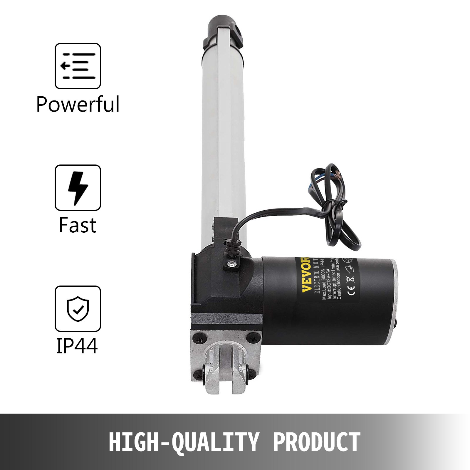 VEVOR Actuador lineal de 350mm, Actuador lineal de 12V, 6000N, Aluminio, Ventana multifunción