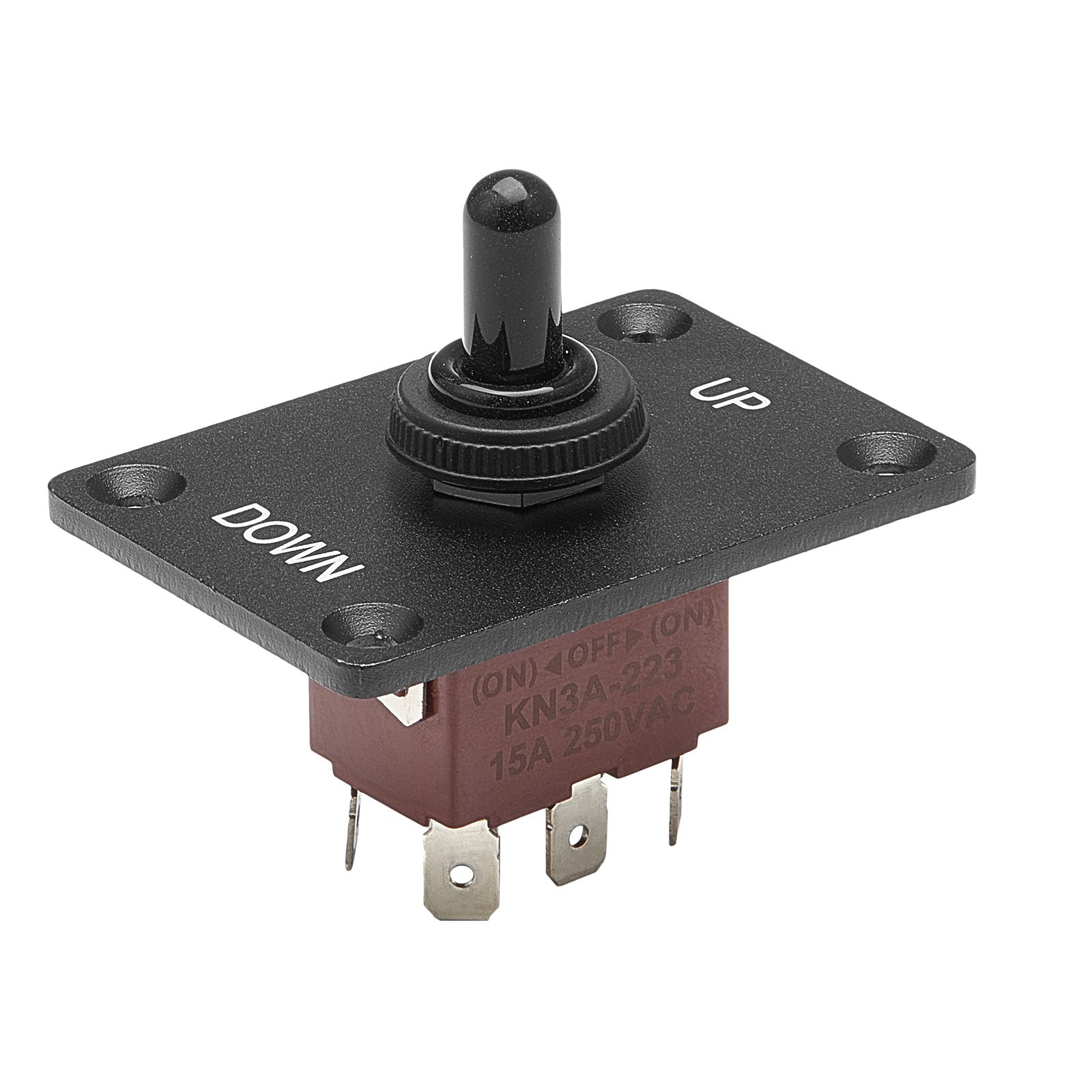 VEVOR Interruptor Basculante 6 Pines, con Inversión de Polaridad(ENCENDIDO-APAGADO-ENCENDIDO), DC 12 V/30 A, AC 250 V/15 A, con Placa de Montaje Vertical y Tapa Impermeable para Maletero de Coche