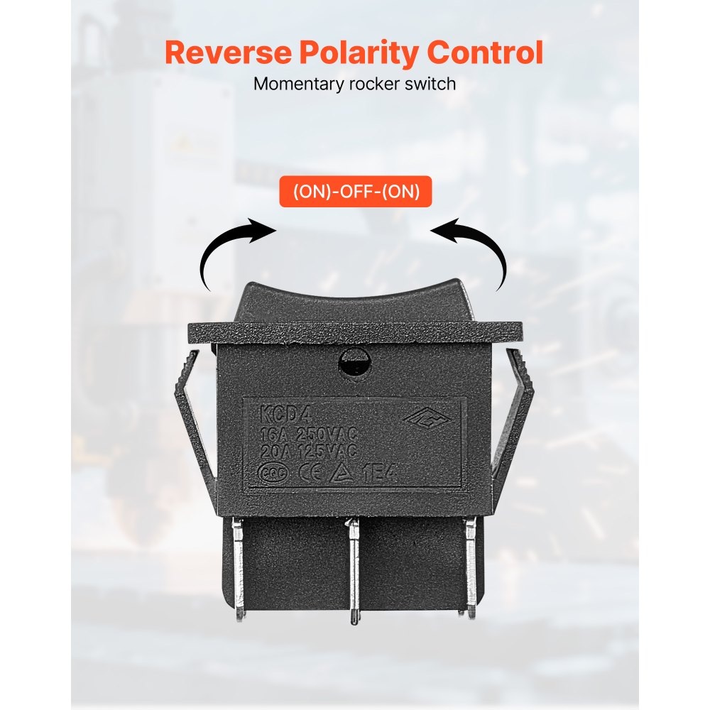 VEVOR Rocker Switch, 6 Pin Momentary DPDT Rocker Switch, 3-Position (ON)-Off-(ON) Polarity Reversing Switch AC 250V/16A 125V/ 20A for Auto Car Boat Household Appliances