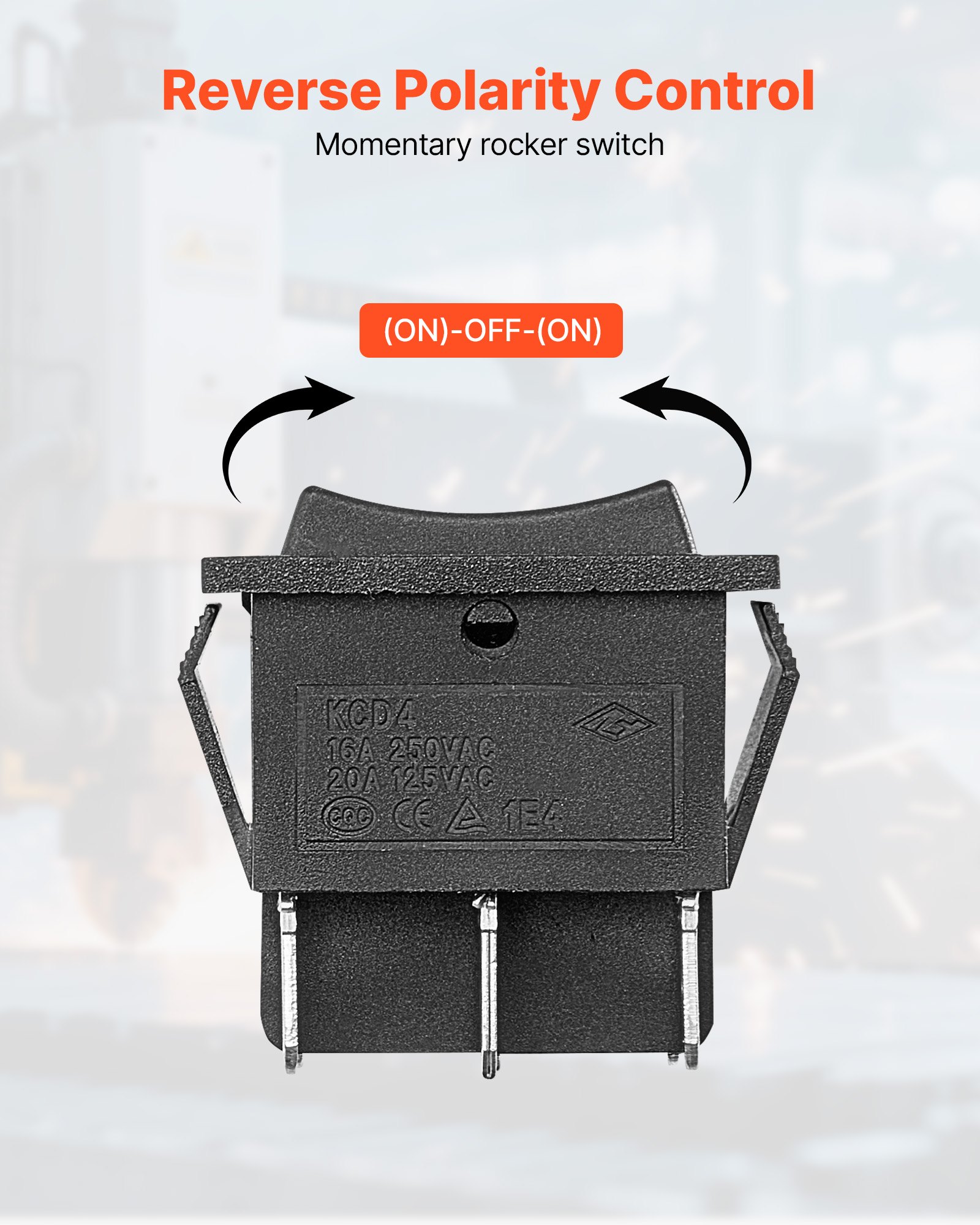 VEVOR Rocker Switch, 6 Pin Momentary DPDT Rocker Switch, 3-Position (ON)-Off-(ON) Polarity Reversing Switch AC 250V/16A 125V/ 20A for Auto Car Boat Household Appliances