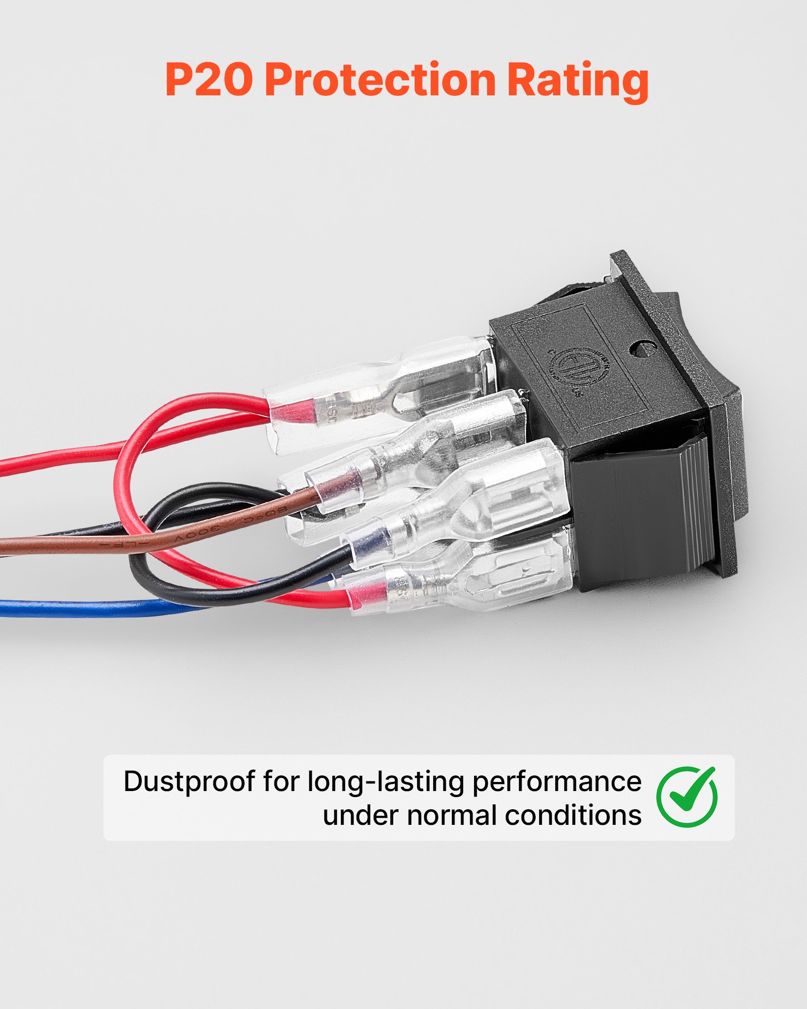 VEVOR Rocker Switch, 6 Pin Momentary DPDT Rocker Switch, 3-Position (ON)-Off-(ON) Polarity Reversing Switch AC 250V/16A 125V/ 20A for Auto Car Boat Household Appliances