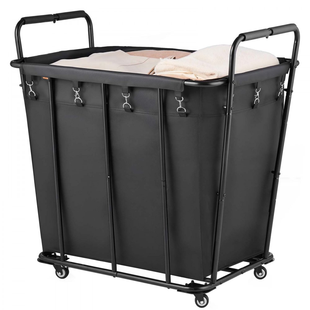 VEVOR Carro Clasificador de Ropa 300 L, con Capacidad de Carga 117,9 kg, Ruedas Giratorias y Bolsa de Lavandería Impermeable, para Lavandería, Resistente al Desgaste, 92,5 x 66,5 x 94,5 cm, Negro