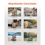 VEVOR Shopping Cart, Folding Grocery Utility Cart with Swivel Wheels, 40.8 kg Large Load Capacity, Heavy Duty Rolling Laundry Basket Butler for Laundry, Shopping, Camping, Grocery, Luggage, Black