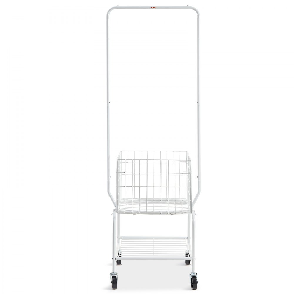 VEVOR Cesto Metálico Rodante para Ropa Sucia con Perchero Colgante Carro de Cesto Altura ajustable 50mm con Carga de Cesto y de Estante Organizador de Almacenamiento con Ruedas Resistentes Bloqueables