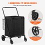 VEVOR Carro de Compra Plegable Carga de 150,5kg con 4 Ruedas Más de 85L Carro de Supermercado con 2 Cestas Carro de Compra de Hierro con Forro Impermeable Carro Multiusos Resistente para Ir de Compras