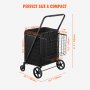 VEVOR Carro de Compra Plegable Carga de 150,5kg con 4 Ruedas Más de 85L Carro de Supermercado con 2 Cestas Carro de Compra de Hierro con Forro Impermeable Carro Multiusos Resistente para Ir de Compras