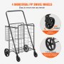 VEVOR Carro de Compra Plegable Carga de 50 kg con 4 Ruedas Más de 85 L Carro de Supermercado con 2 Cestas Carro de Compra de Hierro Carro Multiusos Resistente para Ir de Compras