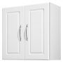 VEVOR Laundry Room Wall Cabinet, 2-Tier Wall Mounted Hanging Cabinet with Adjustable Shelf, 60 cm Cupboard Storage with 2 Doors, for Kitchen, Bathroom, Laundry, 30 x 60 x 60 cm (D x W x H), White
