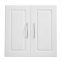 VEVOR Laundry Room Wall Cabinet, 2-Tier Wall Mounted Hanging Cabinet with Adjustable Shelf, 60 cm Cupboard Storage with 2 Doors, for Kitchen, Bathroom, Laundry, 30 x 60 x 60 cm (D x W x H), White