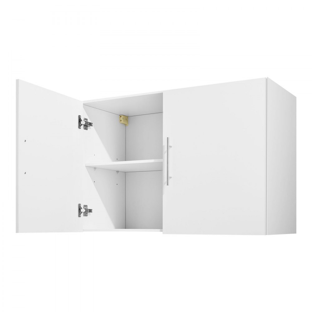 VEVOR Armario de Pared para Lavandería, 2 Niveles con Estante Ajustable, con 2 Puertas, Fabricado con Aglomerado y MDF, para Cocina, Baño, Lavandería, 40,6 x 91,4 x 61 cm, Armario Superior Blanco