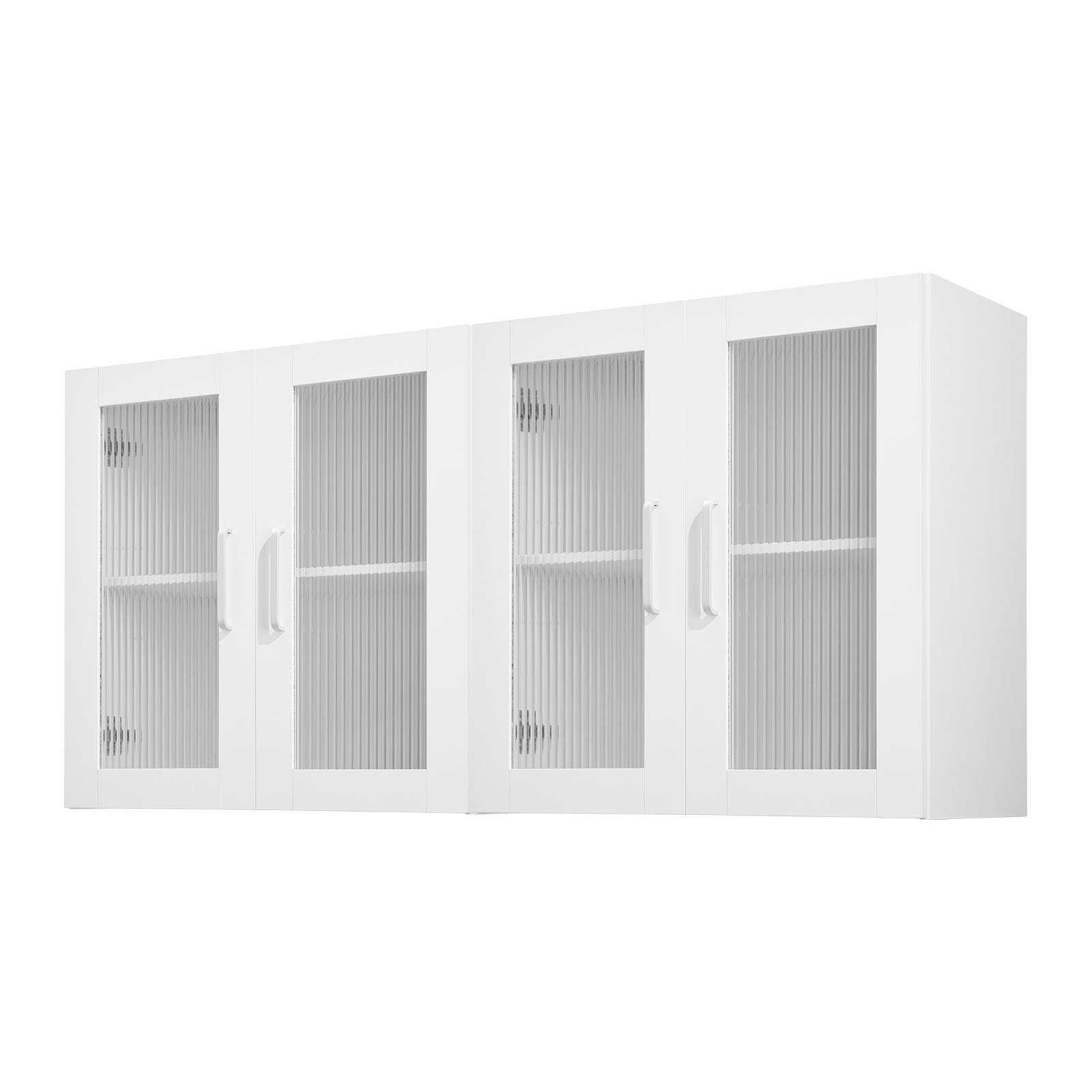 VEVOR Armario Mural para Lavandería, 2 Niveles con Estante Ajustable, con 4 Puertas, Robusto y Duradero, para Cocina, Baño, Lavandería, 122 x 30 x 61 cm, Capacidad de Carga de 72,6 kg, Blanco