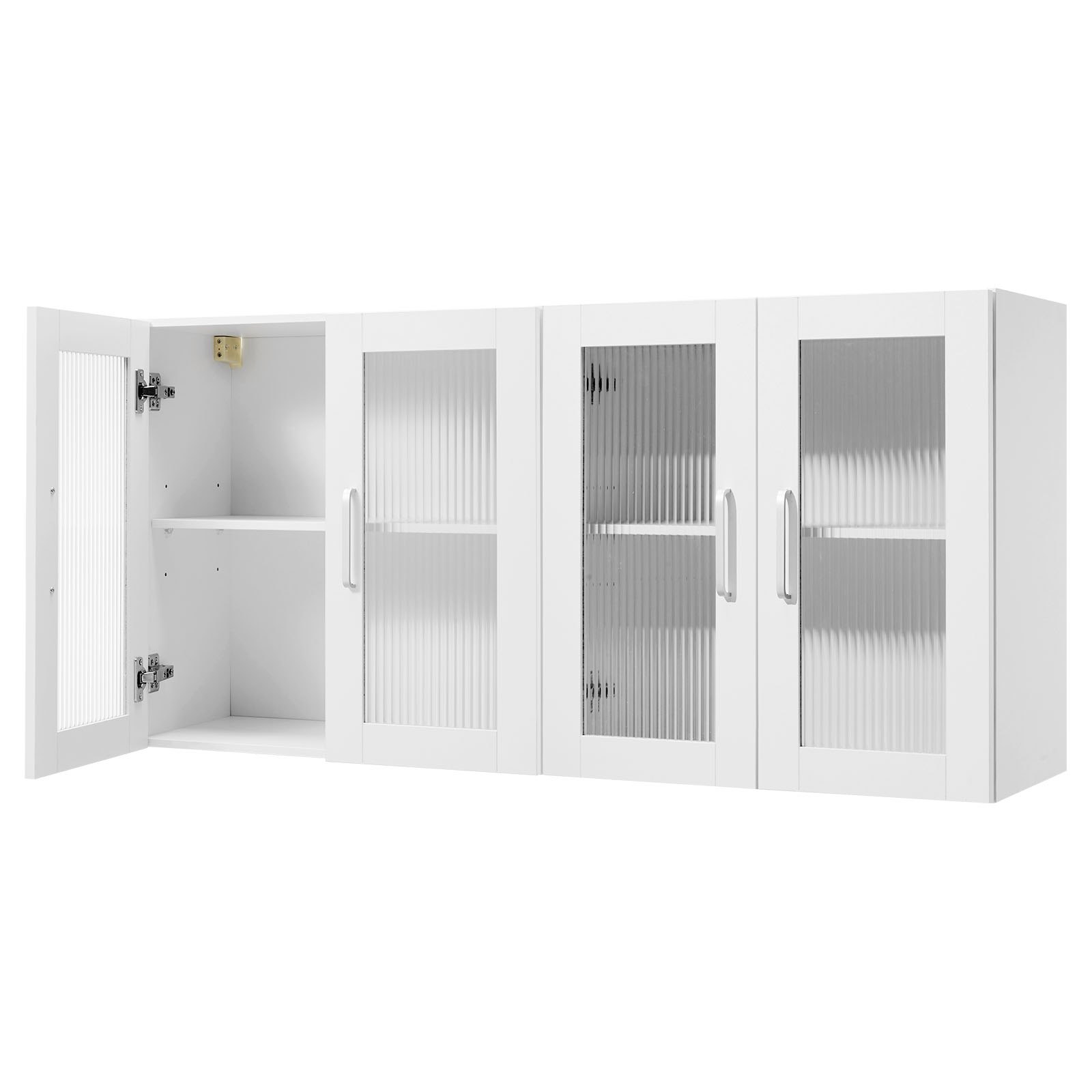 VEVOR Armario Mural para Lavandería, 2 Niveles con Estante Ajustable, con 4 Puertas, Robusto y Duradero, para Cocina, Baño, Lavandería, 122 x 30 x 61 cm, Capacidad de Carga de 72,6 kg, Blanco