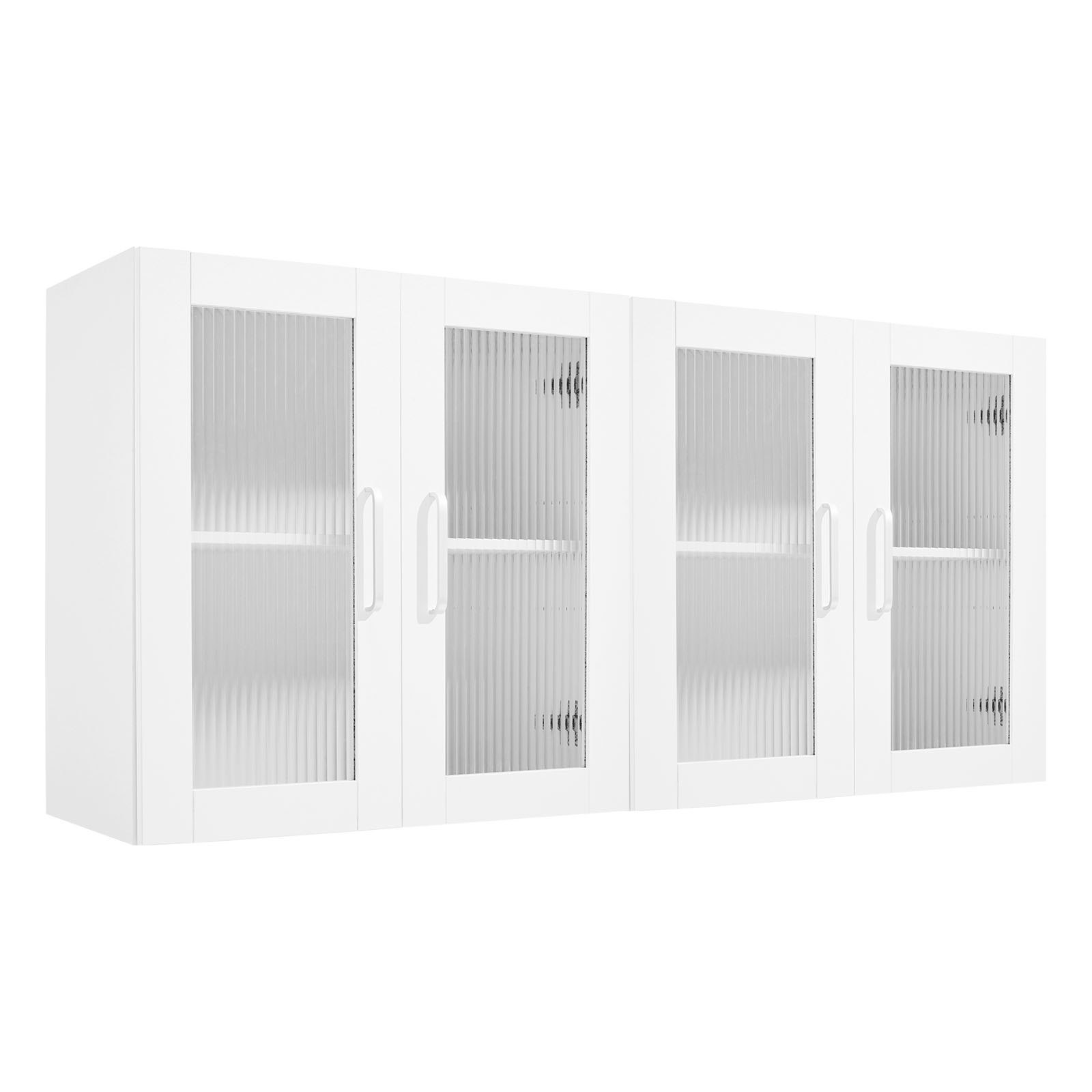 VEVOR Armario Mural para Lavandería, 2 Niveles con Estante Ajustable, con 4 Puertas, Robusto y Duradero, para Cocina, Baño, Lavandería, 122 x 30 x 61 cm, Capacidad de Carga de 72,6 kg, Blanco