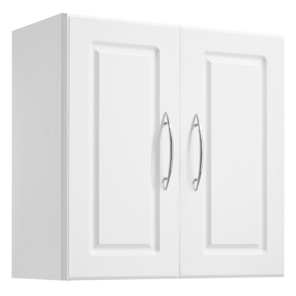 VEVOR Armario de Pared para Lavandería 30 x 60 x 60 cm Armario Colgante de 2 Niveles con 2 Puertas, Organizador de Armario con Estante Ajustable para Cocina, Garaje, Lavandería, Color Blanco