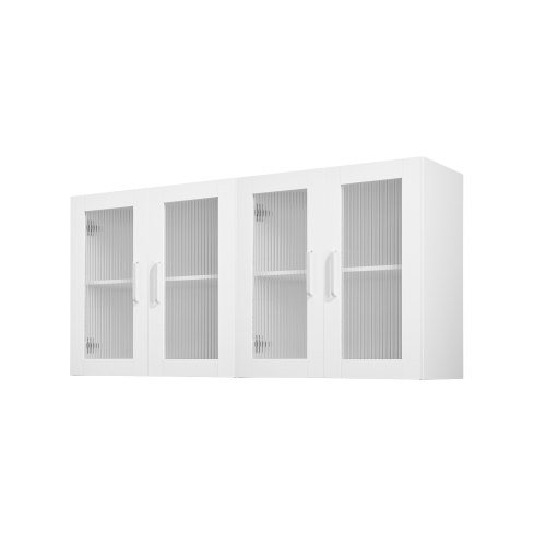 VEVOR Armario de Pared para Lavandería, Armario de 2 Niveles con 4 Puertas, Organizador con Estante Ajustable para Cocina, Garaje, Lavandería, Juego de 2, Cada uno de 30,5 x 61 x 61 cm, Blanco