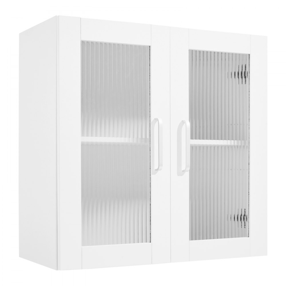 VEVOR Armario de Pared para Lavandería, Armario de 2 Niveles con 4 Puertas, Organizador con Estante Ajustable para Cocina, Garaje, Lavandería, Juego de 2, Cada uno de 30,5 x 61 x 61 cm, Blanco
