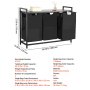 VEVOR 3 Section Laundry Sorter, Large Laundry Hamper with Metal Frame and Wooden Tabletop, Freestanding Storage Organizer Baskets with Pull-Out 600D Oxford Cloth Bags for Dirty Clothes, Bathroom