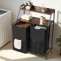 VEVOR Cesta para la Colada, Clasificador de Ropa 700 x 330 x 1045 mm con 2 Compartimentos de Tela Oxford 600D, Tablero de Madera, Ruedas y Estantes Tipo Escalera, Clasificador de Ropa Sucia, Negro
