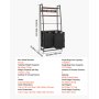VEVOR 4 Tiers Laundry Sorter, Tall Laundry Hamper with Shelves and Hooks, 2 Section Freestanding Basket Organizer Storage with 600D Oxford Cloth Bags and Ladder Shelves for Dirty Clothes, Bathroom