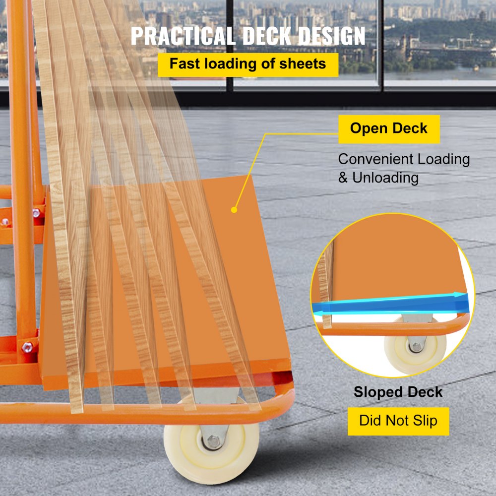 VEVOR Carro de carga de mano 45"x22" x46"Carro de carga con ruedas de 4" Capacidad de peso: 3.000 libras Carretillas de carga para paneles móviles