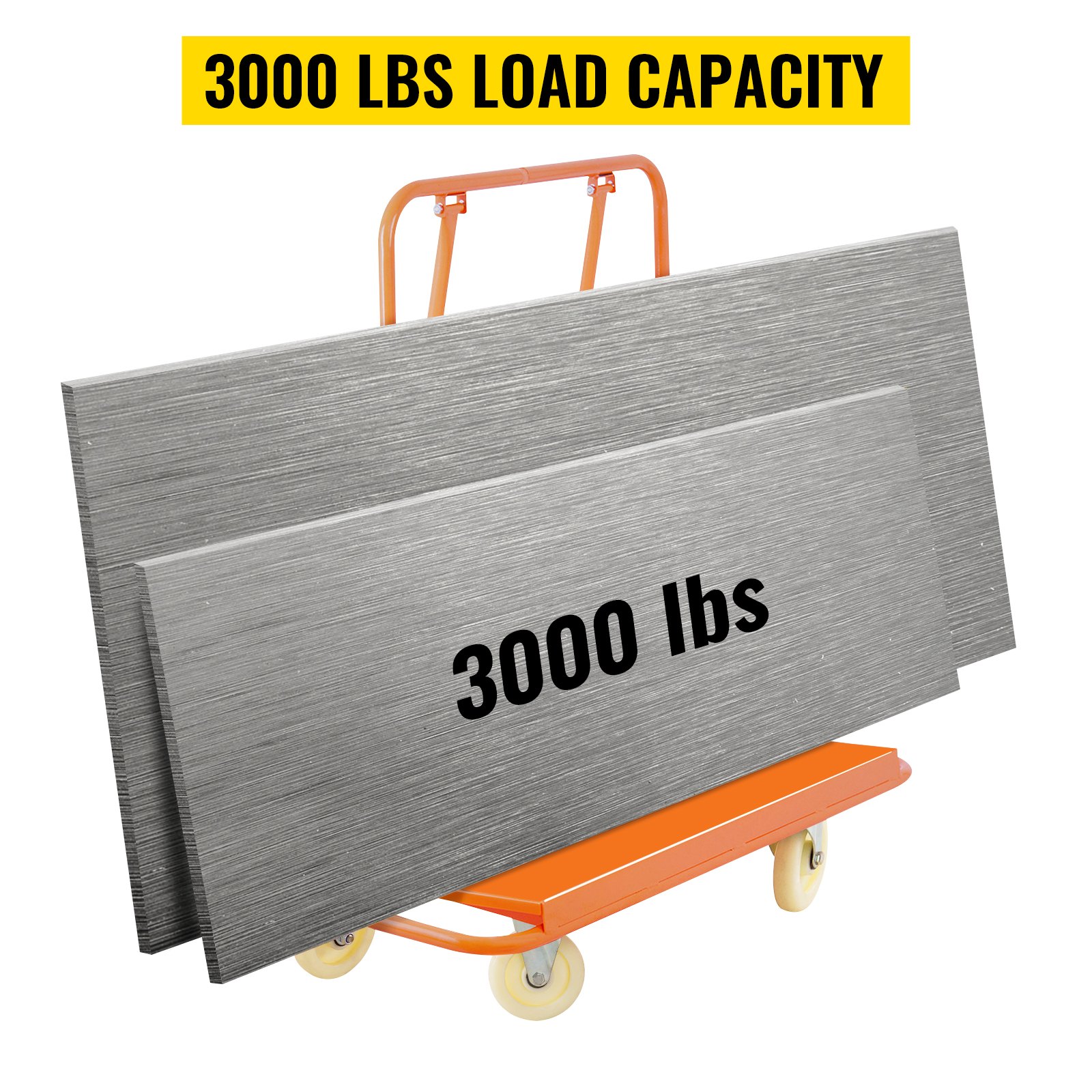 VEVOR Carro de carga de mano 45"x22" x46"Carro de carga con ruedas de 4" Capacidad de peso: 3.000 libras Carretillas de carga para paneles móviles