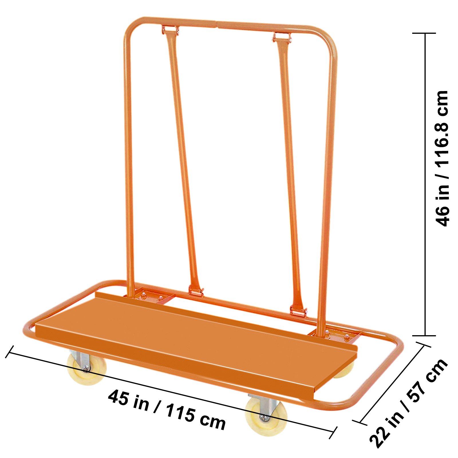 VEVOR Carro de carga de mano 45"x22" x46"Carro de carga con ruedas de 4" Capacidad de peso: 3.000 libras Carretillas de carga para paneles móviles