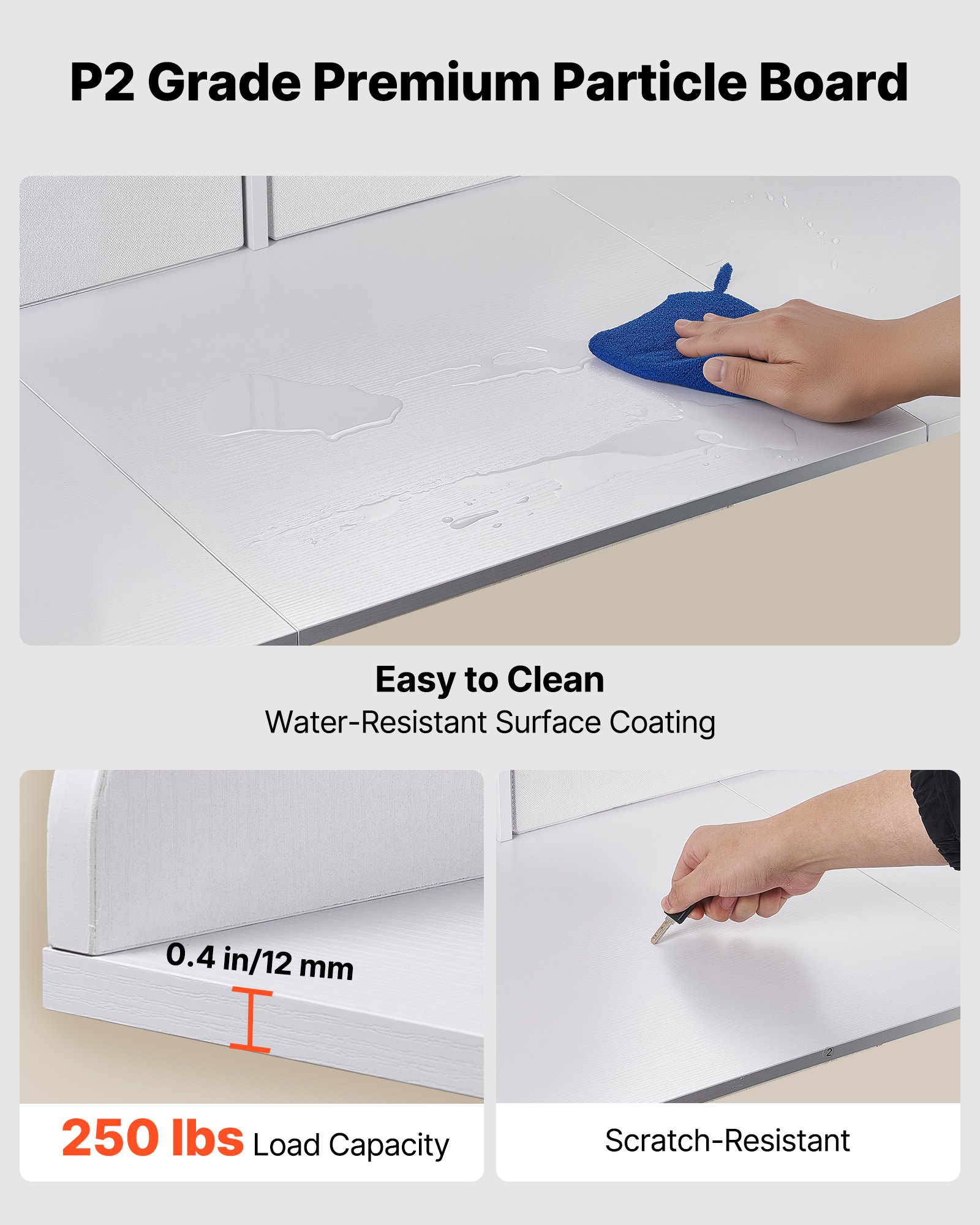 VEVOR Encimera para Lavadora y Secadora 137 x 69,9 cm, Cubierta Superior de Madera Soporta hasta 113 kg con Ganchos Laterales, 2 Cajones, Estante, Ancha para Lavadero Balcón Baño Cocina, Color Blanco