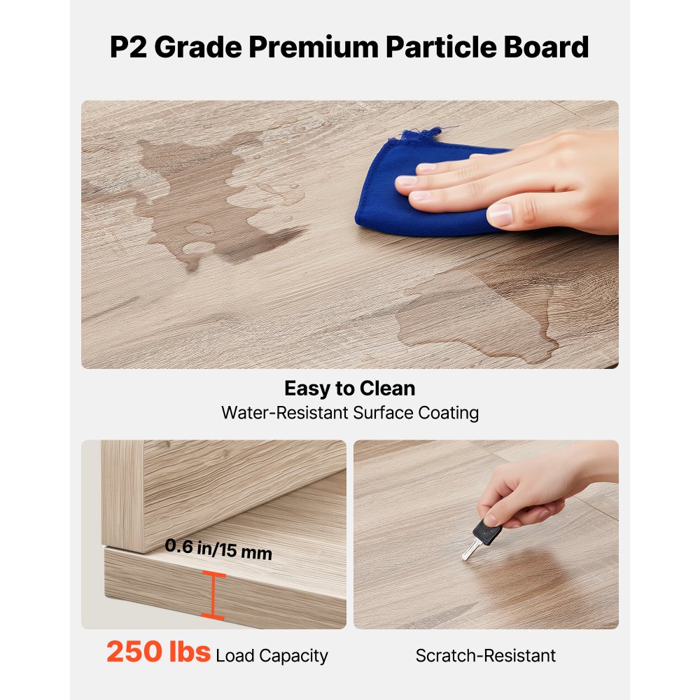 VEVOR Encimera para Lavadora y Secadora 137 x 69,9 cm, Cubierta Superior de Madera Soporta hasta 113 kg con Borde Elevado, Ganchos Laterales, Almohadillas para Baño Lavadero Balcón Cocina, Color Roble