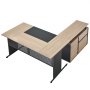 VEVOR Escritorio Ejecutivo Grande en Forma de L, con Cajones y Armario, Reversible, Fabricado en Hierro y Madera, Soporta hasta 158,7 kg, Ideal para Trabajar, Estudiar y Escribir, Madera y Negro