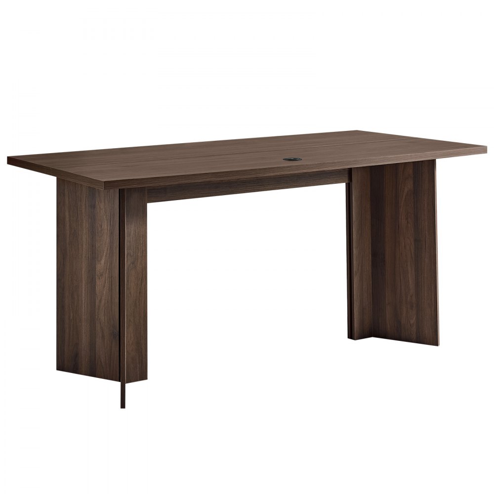 VEVOR Escritorio Ejecutivo Moderno, con Orificio para Gestión de Cables, Estructura de Panal y Aglomerado, Capacidad de Carga de 113,4 kg, para Trabajar, Estudiar y Escribir, Color Marrón y Negro