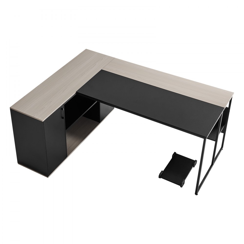 VEVOR Escritorio Ejecutivo en Forma de L, Amplio Escritorio Moderno con Cajones, Armario de Almacenamiento y Soporte para CPU, Madera, Soporta hasta 158,7 kg, para Trabajar, Estudiar y Escribir