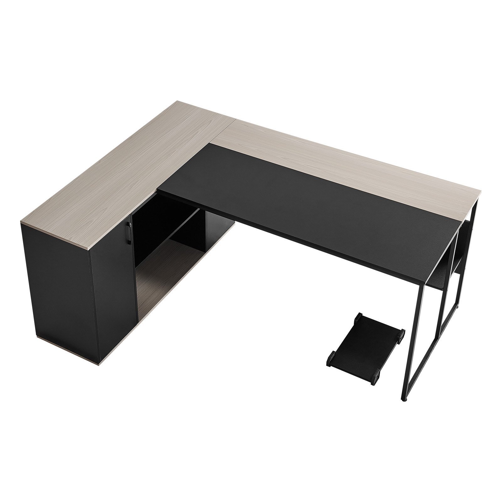 VEVOR Escritorio Ejecutivo en Forma de L, Amplio Escritorio Moderno con Cajones, Armario de Almacenamiento y Soporte para CPU, Madera, Soporta hasta 158,7 kg, para Trabajar, Estudiar y Escribir