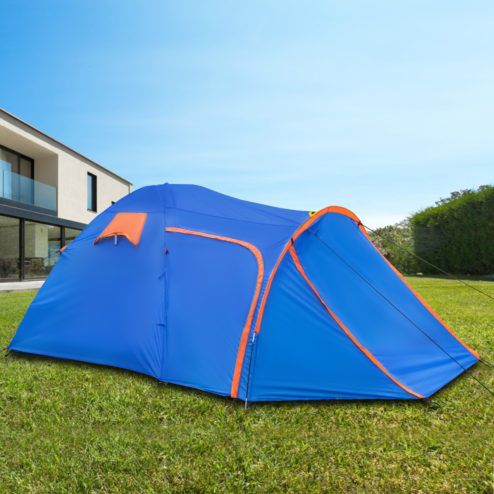VEVOR Tienda de Campaña para Motocicletas Talla L 2-3 Personas Tienda de Campaña Impermeable 405x215x170 cm Ventilado y A Prueba de Humedad Fácil de Instalar para Acampar, Pescar y Navegar, Azul