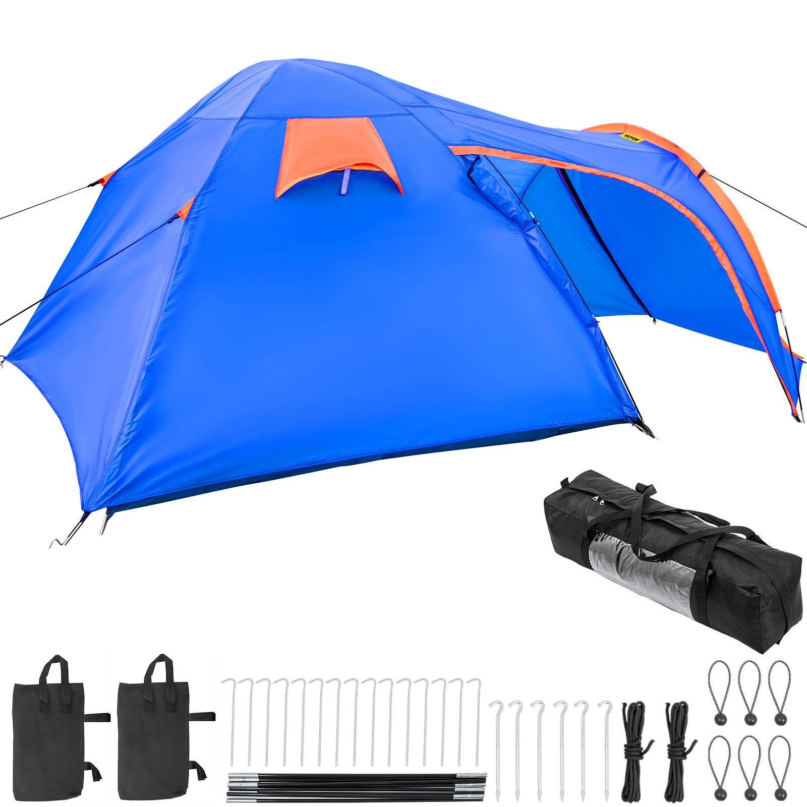 VEVOR Tienda de Campaña para Motocicletas Talla L 2-3 Personas Tienda de Campaña Impermeable 405x215x170 cm Ventilado y A Prueba de Humedad Fácil de Instalar para Acampar, Pescar y Navegar, Azul