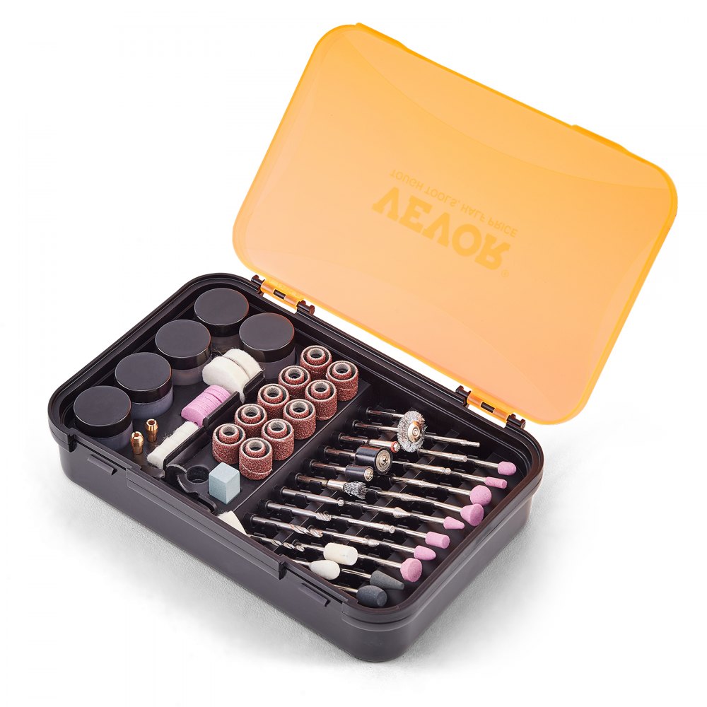 VEVOR Kit de Accesorios para Herramientas Rotativas 357 PCS Accesorios para Herramienta Rotativa Diámetro del Vástago 3,2 mm con Caja de Almacenamiento 210x135x45 mm para Tallar, Lijar, Cortar, Pulir
